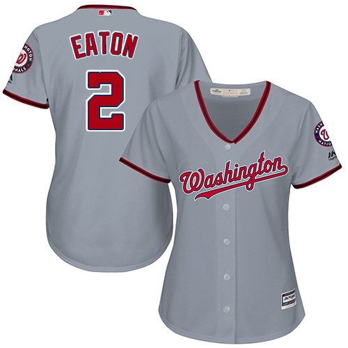 Nationals #2 Adam Eaton Grey Road Women's Stitched MLB Jersey - Click Image to Close